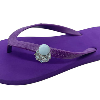 Purple flip flops woman Sandals with Shoe clip Colorful pearls charms
