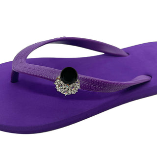 Purple flip flops woman Sandals with Shoe clip Colorful pearls charms