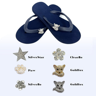 Navy Popit Flip Flop for kids Popits Sandal with Shoe clip charm Changeable