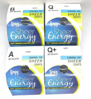 Leggs Sheer Energy Control Top Sheer Tights Jet Black Pantyhose