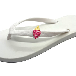 White Popits Flip Flop for woman popit sandals with shoe clip Charm changeable