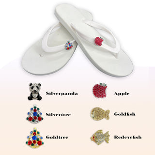 White Popits Flip Flop for woman popit sandal with shoe clip charm Changeable