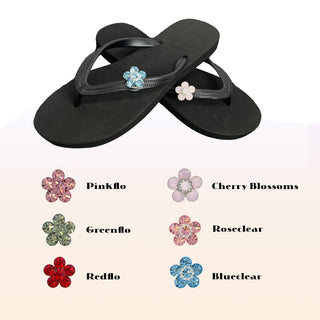 Black Popits Flip Flop for Woman popit sandal with shoe clip Charm Changeable