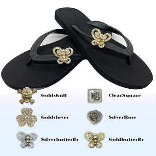 Black Popit Flip Flop for Woman Popit sandal with shoe clip Charm