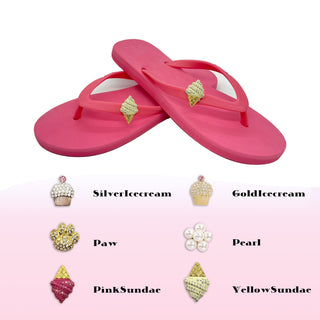 Pink Popits Flip Flop for Woman popit sandal with shoe clip charms, Changeable