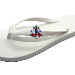 White Popits Flip Flop for woman popit sandal with shoe clip charm Changeable