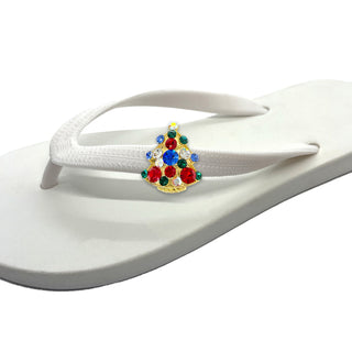 White Popits Flip Flop for woman popit sandal with shoe clip charm Changeable