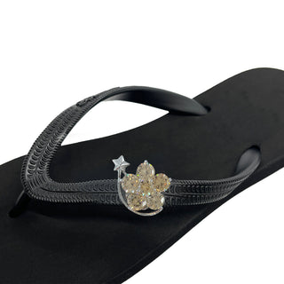 Black Popit flip flop for Woman popit Sandal with shoe clip Charm Changeable