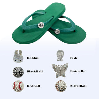 Green Popit Flip Flop kids Sandal with shoe clip Charm