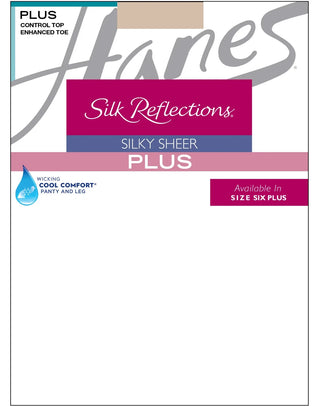 Hanes Plus Silk Reflections Silky Sheer Non-Control Top Pantyhose