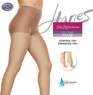 Hanes Plus Silk Reflections Silky Sheer Control Top Pantyhose