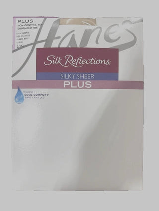 Hanes Silky Sheer Plus No-Control Top re-Toe pantyhose Travel Buff/ 1 Plus