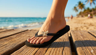 Black Popits flip flop woman sandals with Shoe clip charms (Selectable)